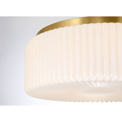 Savoy House Edgemont 4 Light Flush Mount, Warm Brass/White Strie