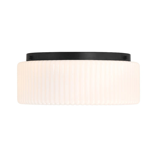 Savoy House Edgemont 4 Light Flush Mount, Matte Black/White Strie
