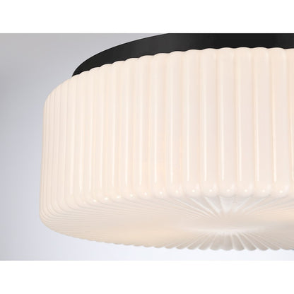 Savoy House Edgemont 4 Light Flush Mount, Matte Black/White Strie