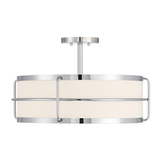 Savoy House Chauncey 4 Light Semi-Flush, Chrome/White