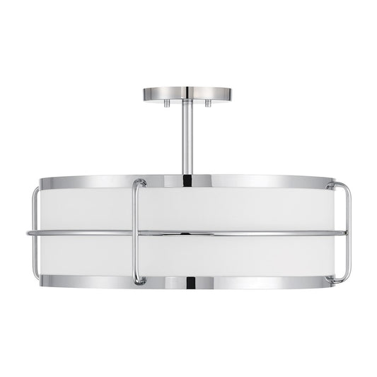 Savoy House Chauncey 4 Light Semi-Flush, Chrome/White