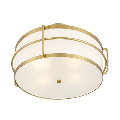 Savoy House Chauncey 4 Light Semi-Flush, Warm Brass/White