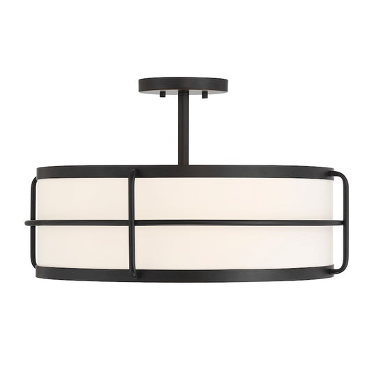 Savoy House Chauncey 4 Light Semi-Flush, Matte Black/White
