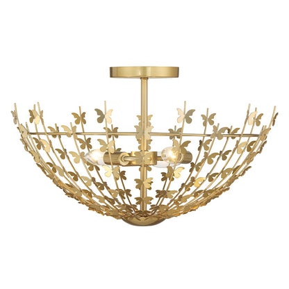 Savoy House Birch 3 Light Semi-Flush, Burnished Brass