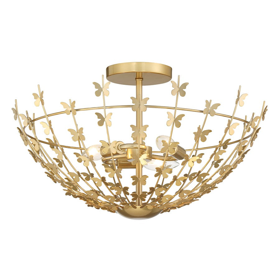 Savoy House Birch 3-Light Ceiling Light, Burnished Brass