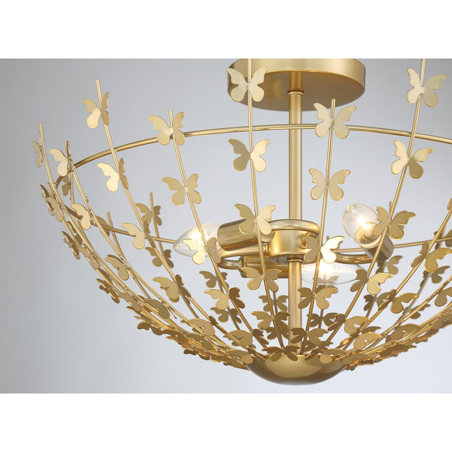 Savoy House Birch 3 Light Semi-Flush, Burnished Brass