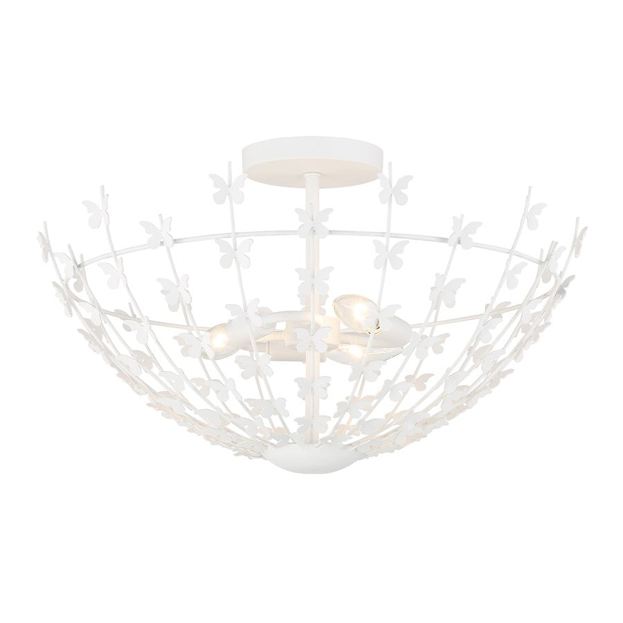 Savoy House Birch 3 Light Semi-Flush, Bisque White