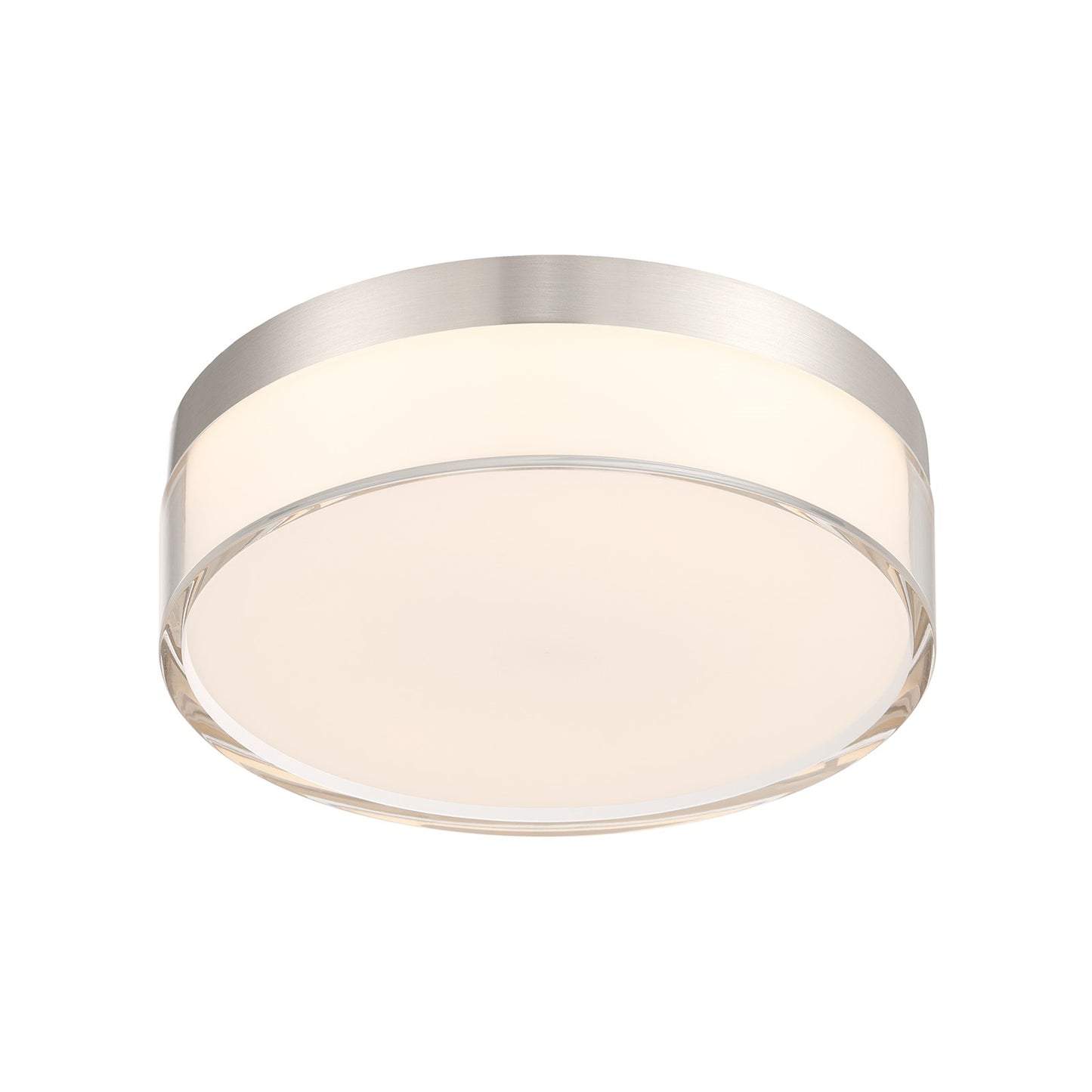 Savoy House Clarion 7in 1-Light LED Flush Mount | Modern Satin Nickel Metal and Acrylic | Indoor & Outdoor Wet Location | 1200 Lumens | Model 6-4444-7-SN