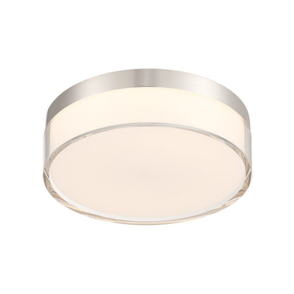 Savoy House Clarion 7in 1-Light LED Flush Mount | Modern Satin Nickel Metal and Acrylic | Indoor & Outdoor Wet Location | 1200 Lumens | Model 6-4444-7-SN