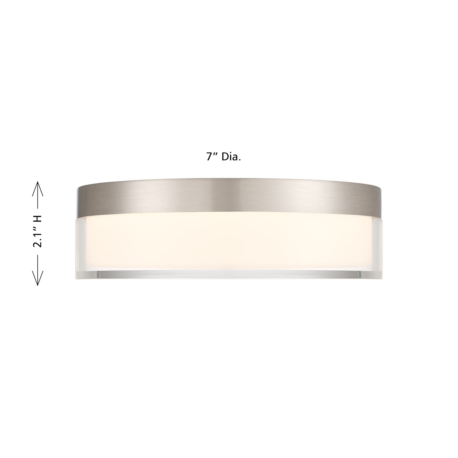 Savoy House Clarion 7in 1-Light LED Flush Mount | Modern Satin Nickel Metal and Acrylic | Indoor & Outdoor Wet Location | 1200 Lumens | Model 6-4444-7-SN