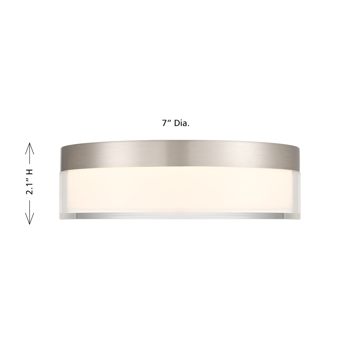 Savoy House Clarion 7in 1-Light LED Flush Mount | Modern Satin Nickel Metal and Acrylic | Indoor & Outdoor Wet Location | 1200 Lumens | Model 6-4444-7-SN
