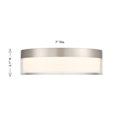 Savoy House Clarion 7in 1-Light LED Flush Mount | Modern Satin Nickel Metal and Acrylic | Indoor & Outdoor Wet Location | 1200 Lumens | Model 6-4444-7-SN