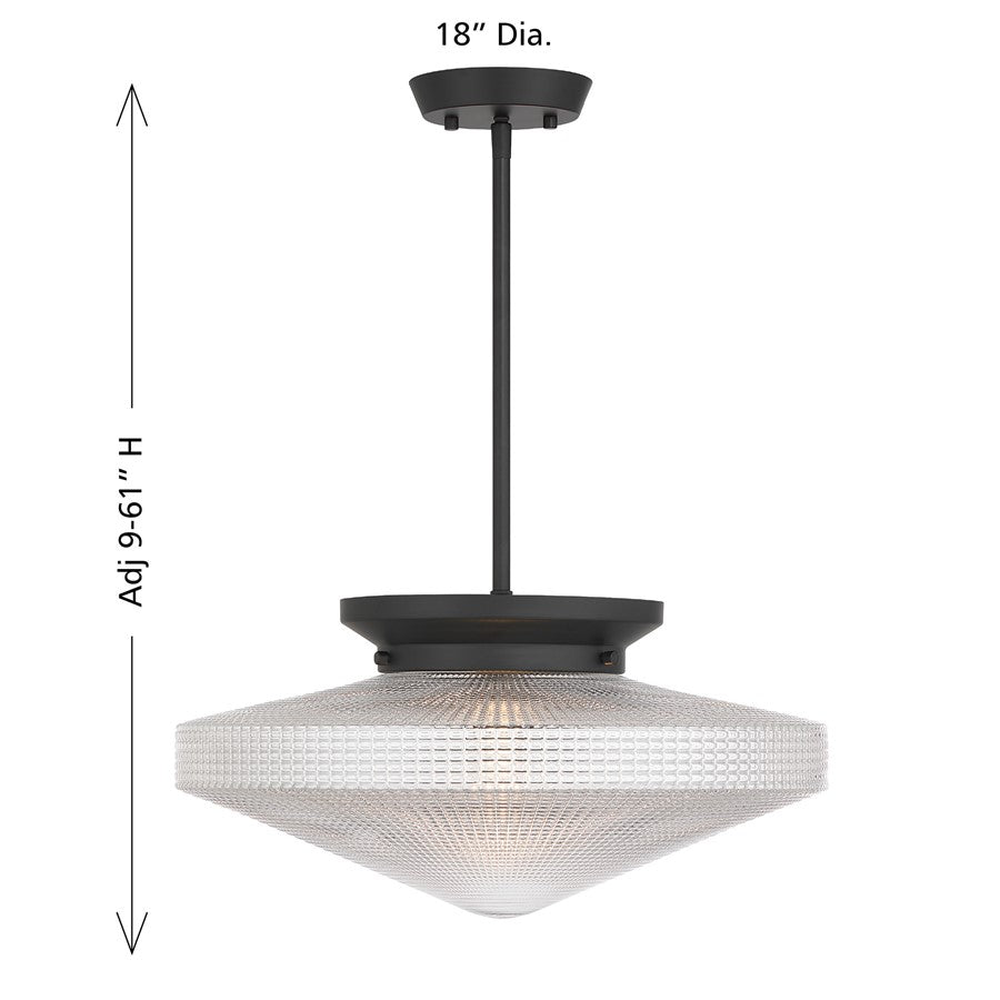 Savoy House Norwich 1Lt Convertible Pendant, Matte Black