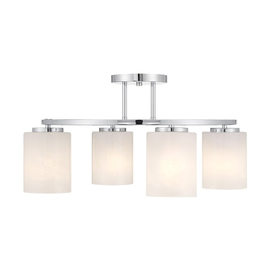 Savoy House Herron 4 Light Semi-Flush, Chrome/White Strie