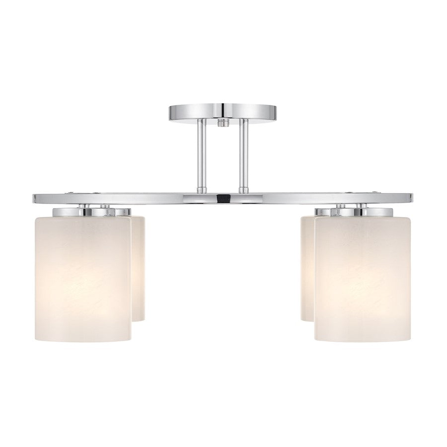 Savoy House Herron 4 Light Semi-Flush, Chrome/White Strie