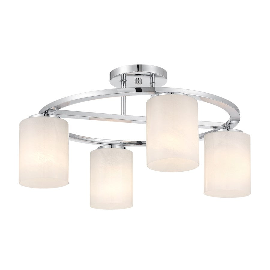 Savoy House Herron 4 Light Semi-Flush, Chrome/White Strie