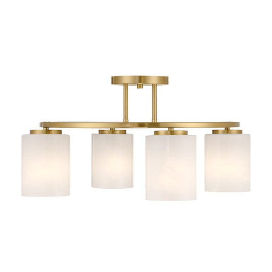 Savoy House Herron 4 Light Semi-Flush, Warm Brass/White Strie