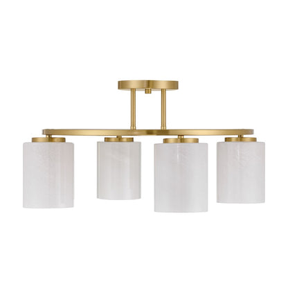 Savoy House Herron 4 Light Semi-Flush, Warm Brass/White Strie