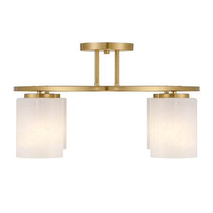 Savoy House Herron 4 Light Semi-Flush, Warm Brass/White Strie