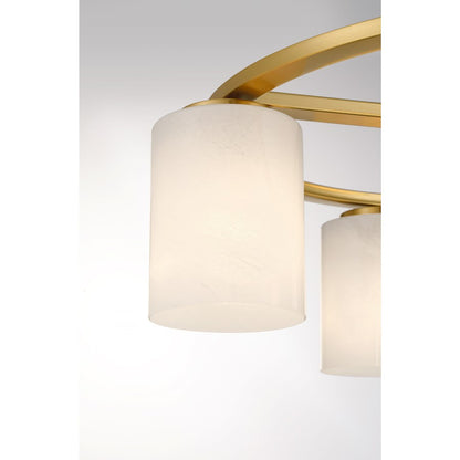Savoy House Herron 4 Light Semi-Flush, Warm Brass/White Strie