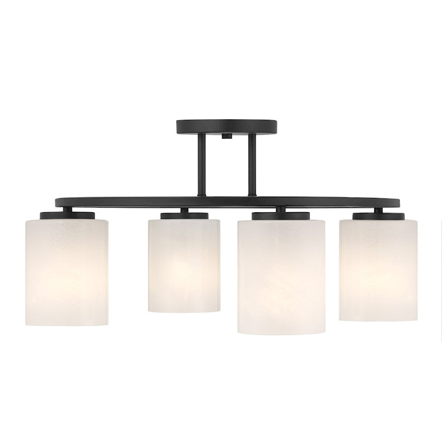 Savoy House Herron 4 Light Semi-Flush, Matte Black/White Strie - 6-4693-4-89