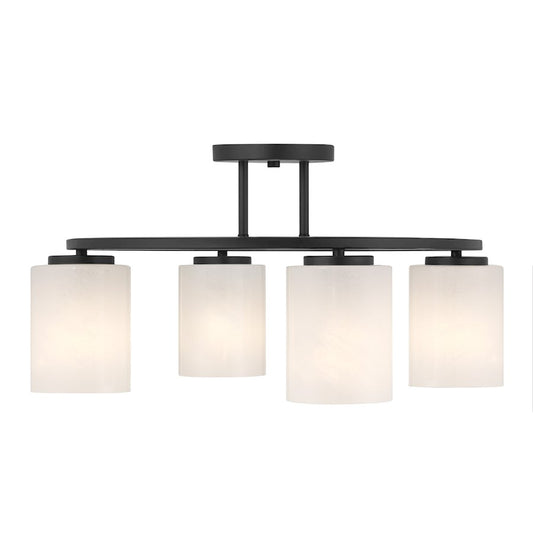 Savoy House Herron 4 Light Semi-Flush, Matte Black/White Strie