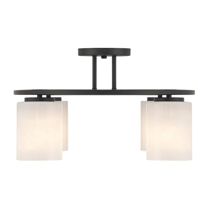 Savoy House Herron 4 Light Semi-Flush, Matte Black/White Strie