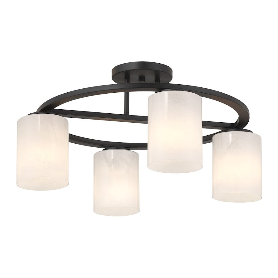 Savoy House Herron 4 Light Semi-Flush, Matte Black/White Strie