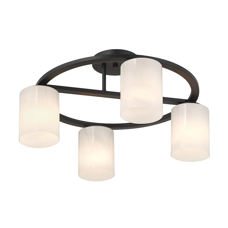 Savoy House Herron 4 Light Semi-Flush, Matte Black/White Strie