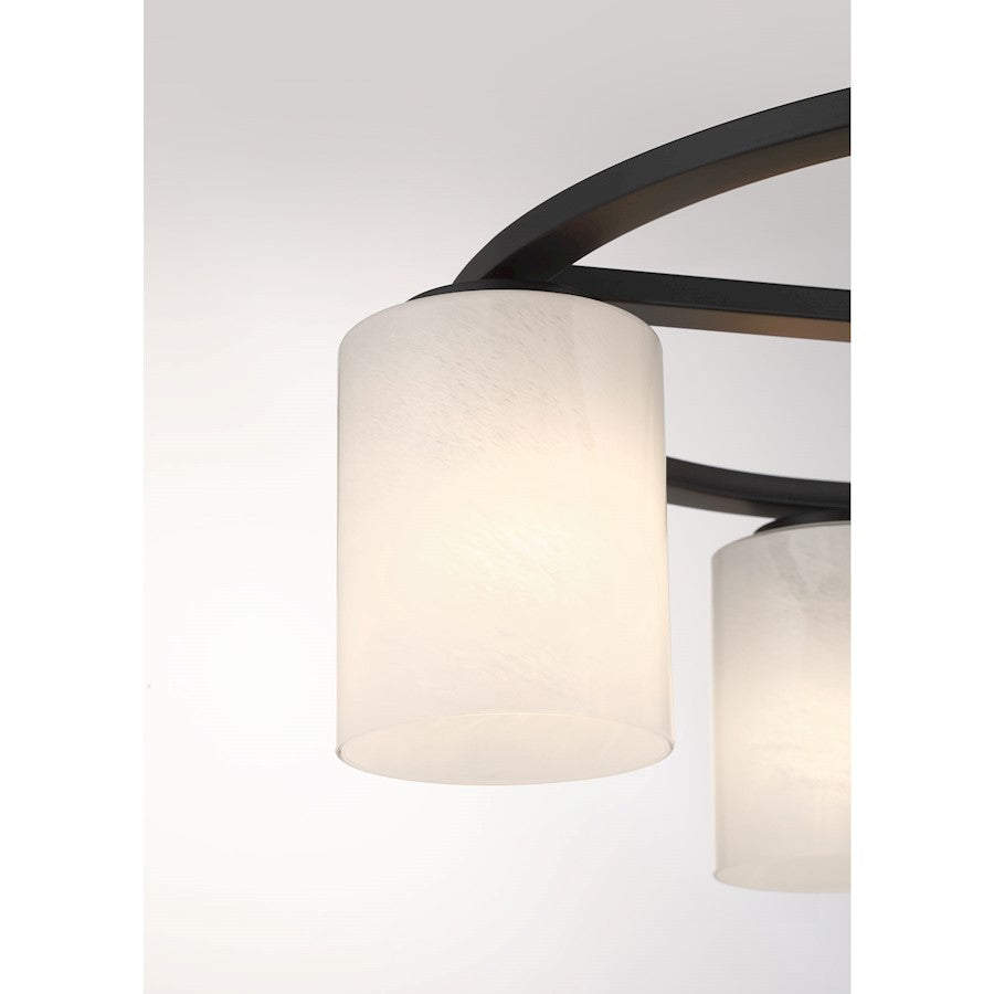 Savoy House Herron 4 Light Semi-Flush, Matte Black/White Strie