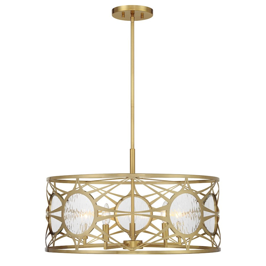 Savoy House Balfour 5Lt Convert Semi-Flush/Pendant, Brass/Water - 6-5065-5-322