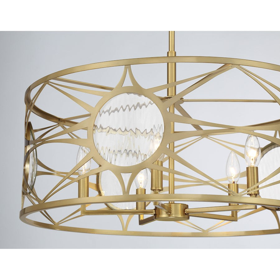 Savoy House Balfour 5Lt Convert Semi-Flush/Pendant, Brass/Water