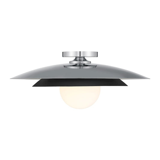 Savoy House Sherrer 1 Light Semi-Flush, Chrome/White Opal