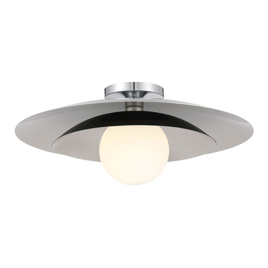 Savoy House Sherrer 1 Light Semi-Flush, Chrome/White Opal