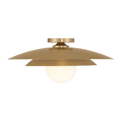 Savoy House Sherrer 1 Light Semi-Flush, Warm Brass/White Opal - 6-5564-1-322