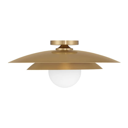 Savoy House Sherrer 1 Light Semi-Flush, Warm Brass/White Opal