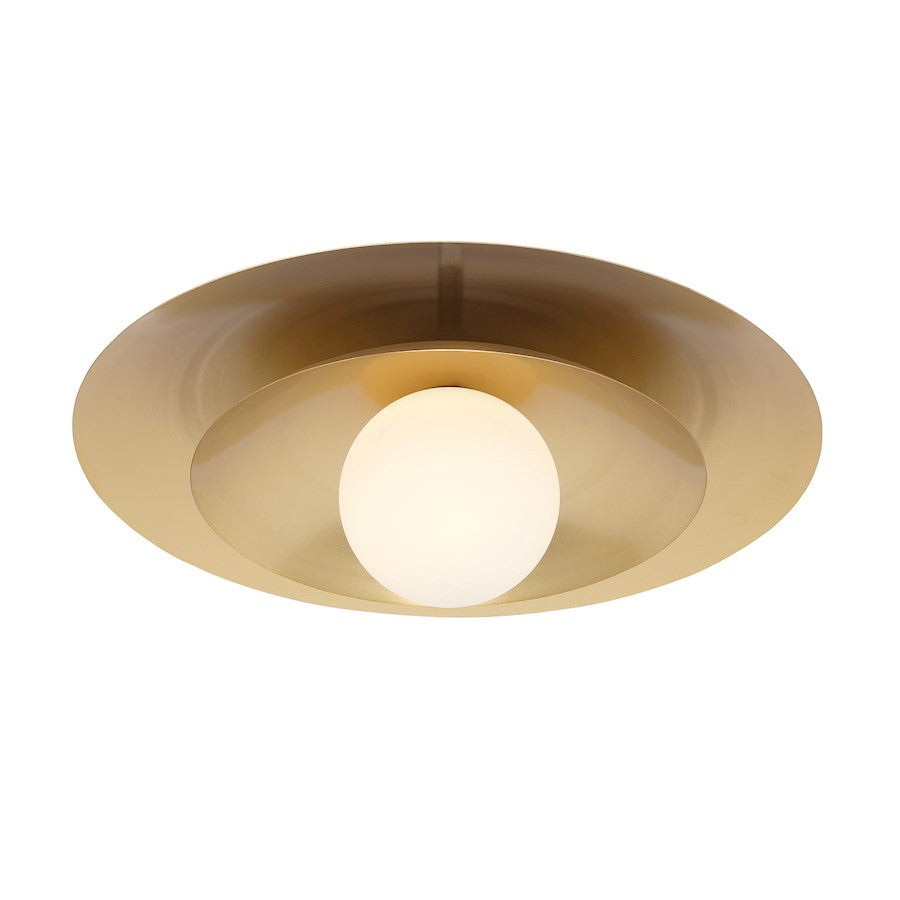 Savoy House Sherrer 1 Light Semi-Flush, Warm Brass/White Opal