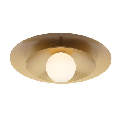 Savoy House Sherrer 1 Light Semi-Flush, Warm Brass/White Opal