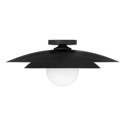 Savoy House Sherrer 1 Light Semi-Flush, Matte Black/White Opal
