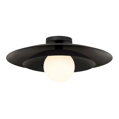 Savoy House Sherrer 1 Light Semi-Flush, Matte Black/White Opal