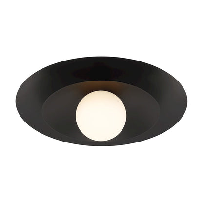 Savoy House Sherrer 1 Light Semi-Flush, Matte Black/White Opal