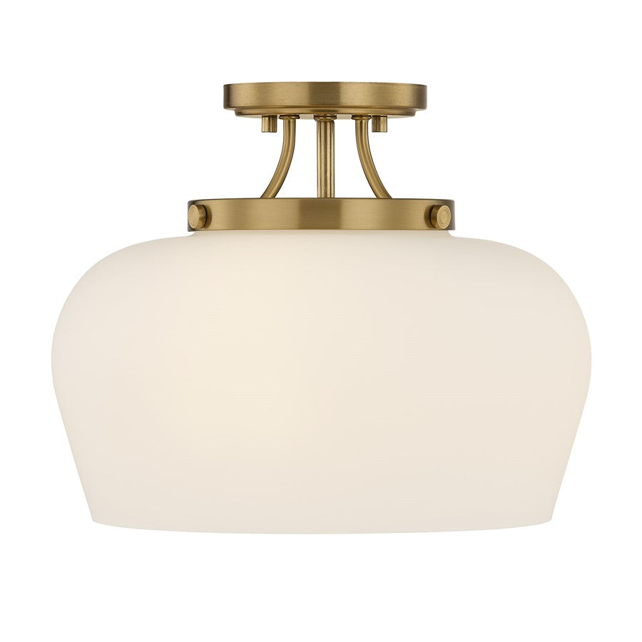 Savoy House Essentials Octave 3 Lt Semi-Flush, Satin Nickel/Opal