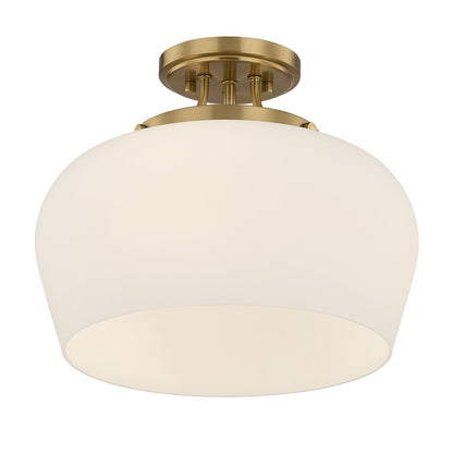 Savoy House Essentials Octave 3 Lt Semi-Flush, Satin Nickel/Opal