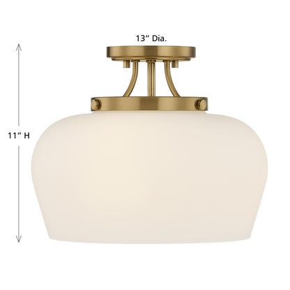 Savoy House Essentials Octave 3 Lt Semi-Flush, Satin Nickel/Opal