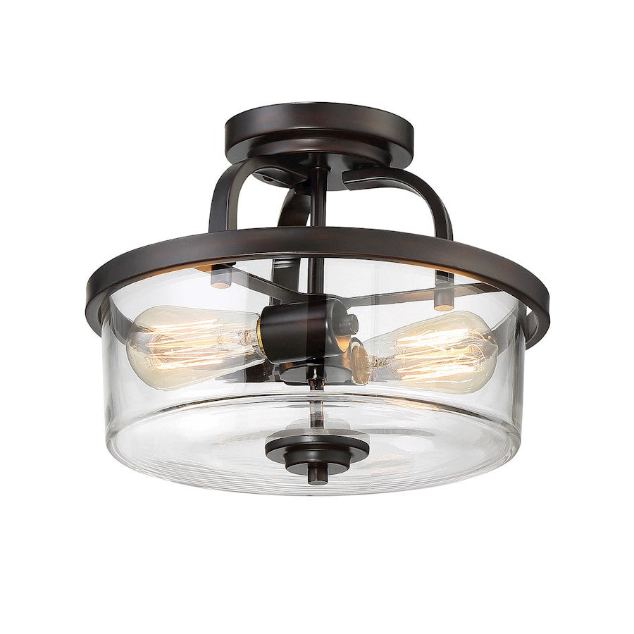 Savoy House Tulsa 2 Light Semi Flush, English Bronze