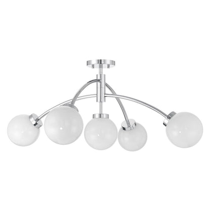 Savoy House Redfield 5 Light Semi-Flush, Chrome/White Strie