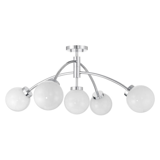 Savoy House Redfield 5 Light Semi-Flush, Chrome/White Strie