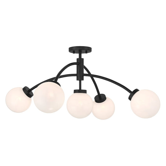 Savoy House Redfield 5 Light Semi-Flush, Black/White Strie