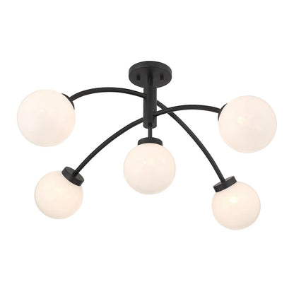 Savoy House Redfield 5 Light Semi-Flush, Black/White Strie