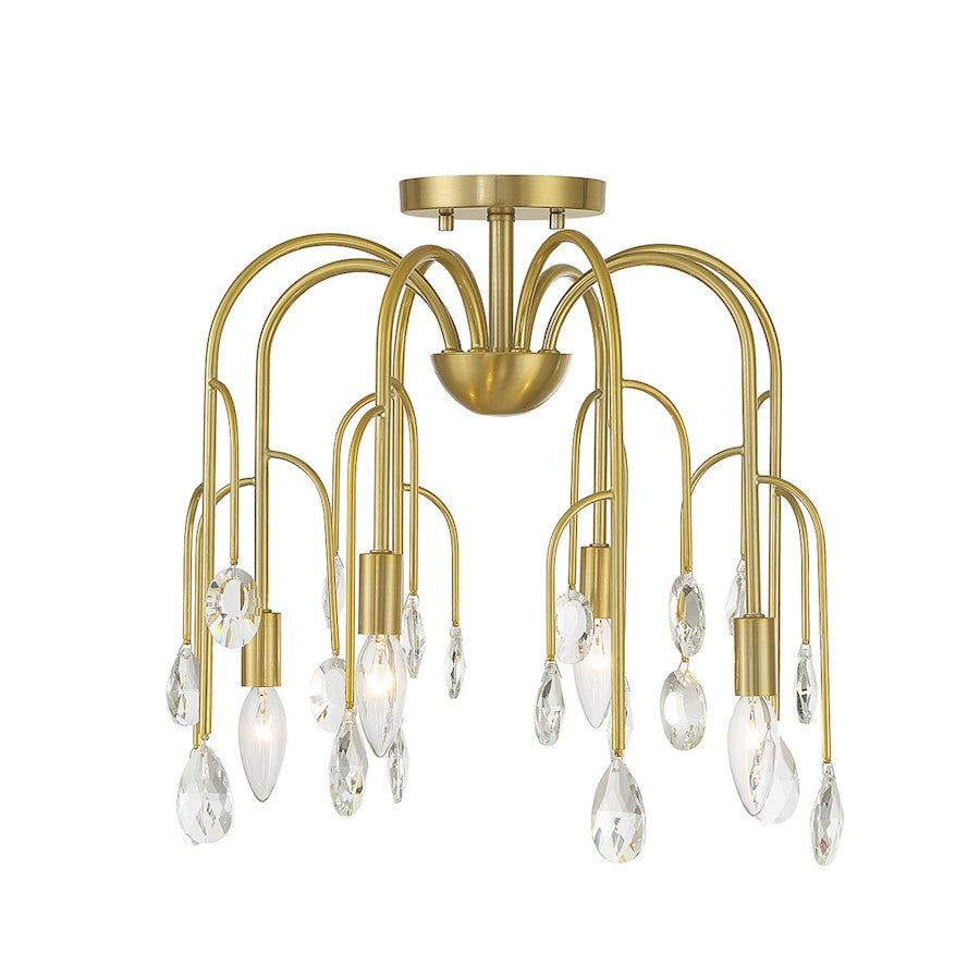 Savoy House Anholt 4 Light Convertible Semi Flush, Noble Brass